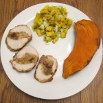 stuffed chicken breast with sweet potato and mango salsa