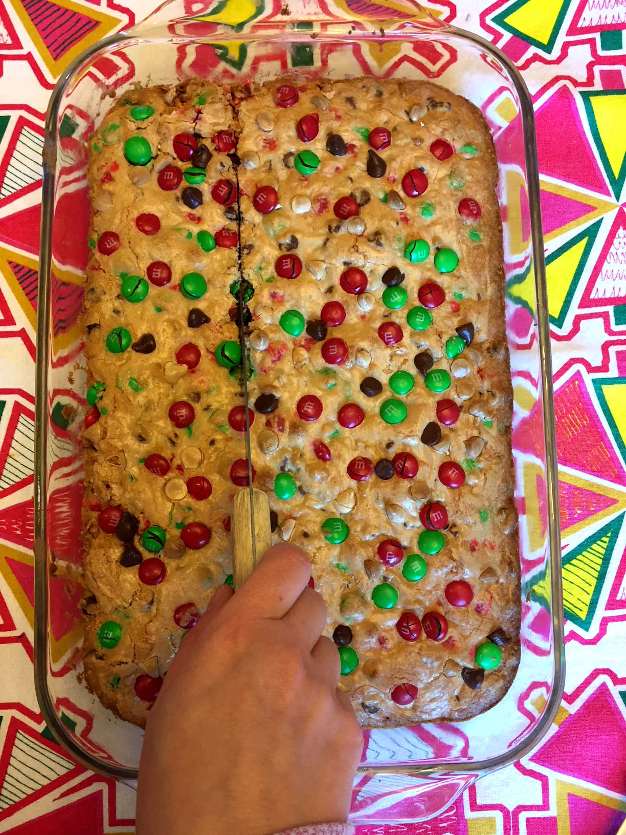 Christmas M&M’s Cookie Bars Squares Recipe Melanie Cooks