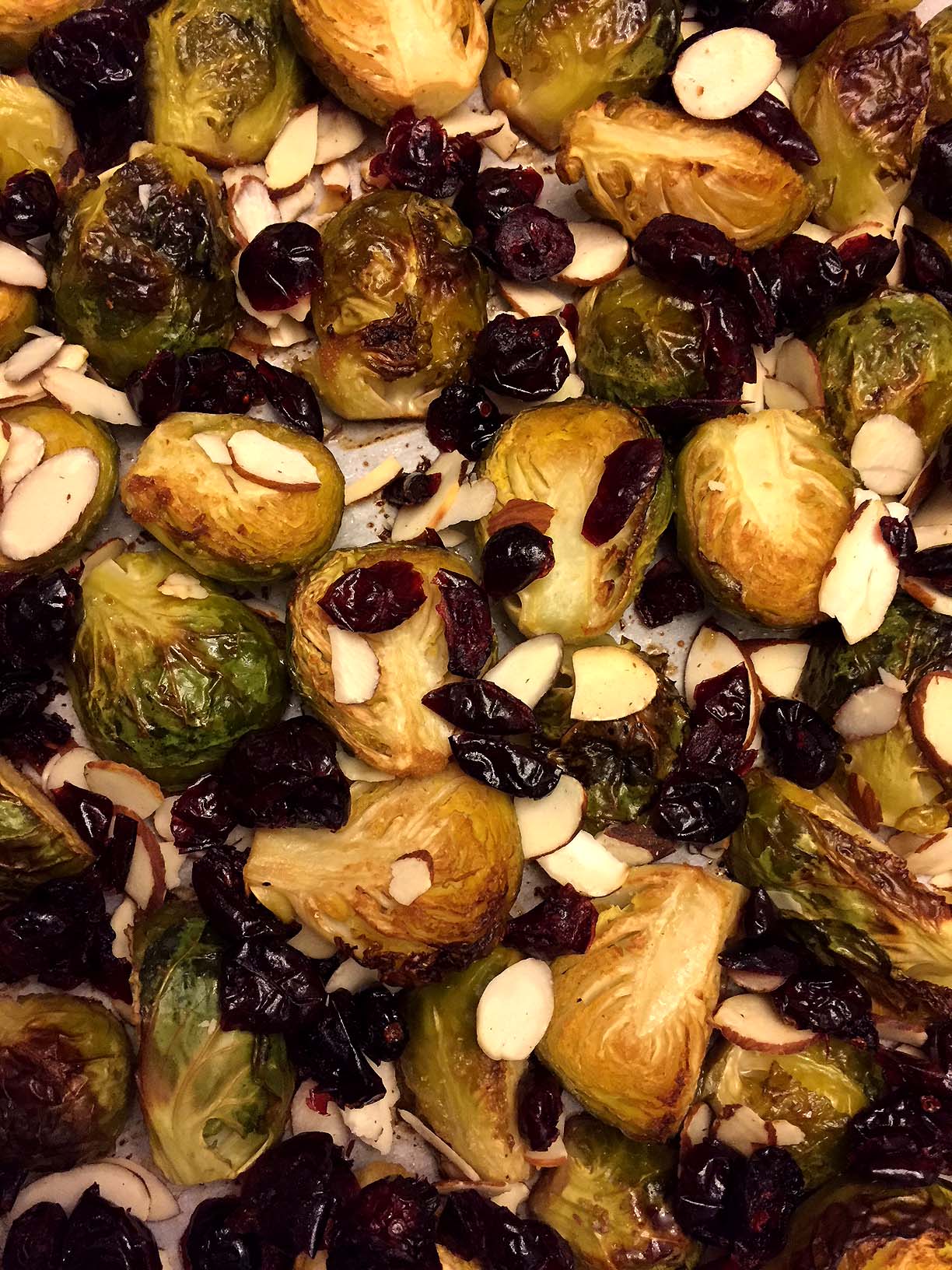 Balsamic Roasted Brussels Sprouts With Cranberries And Almonds
