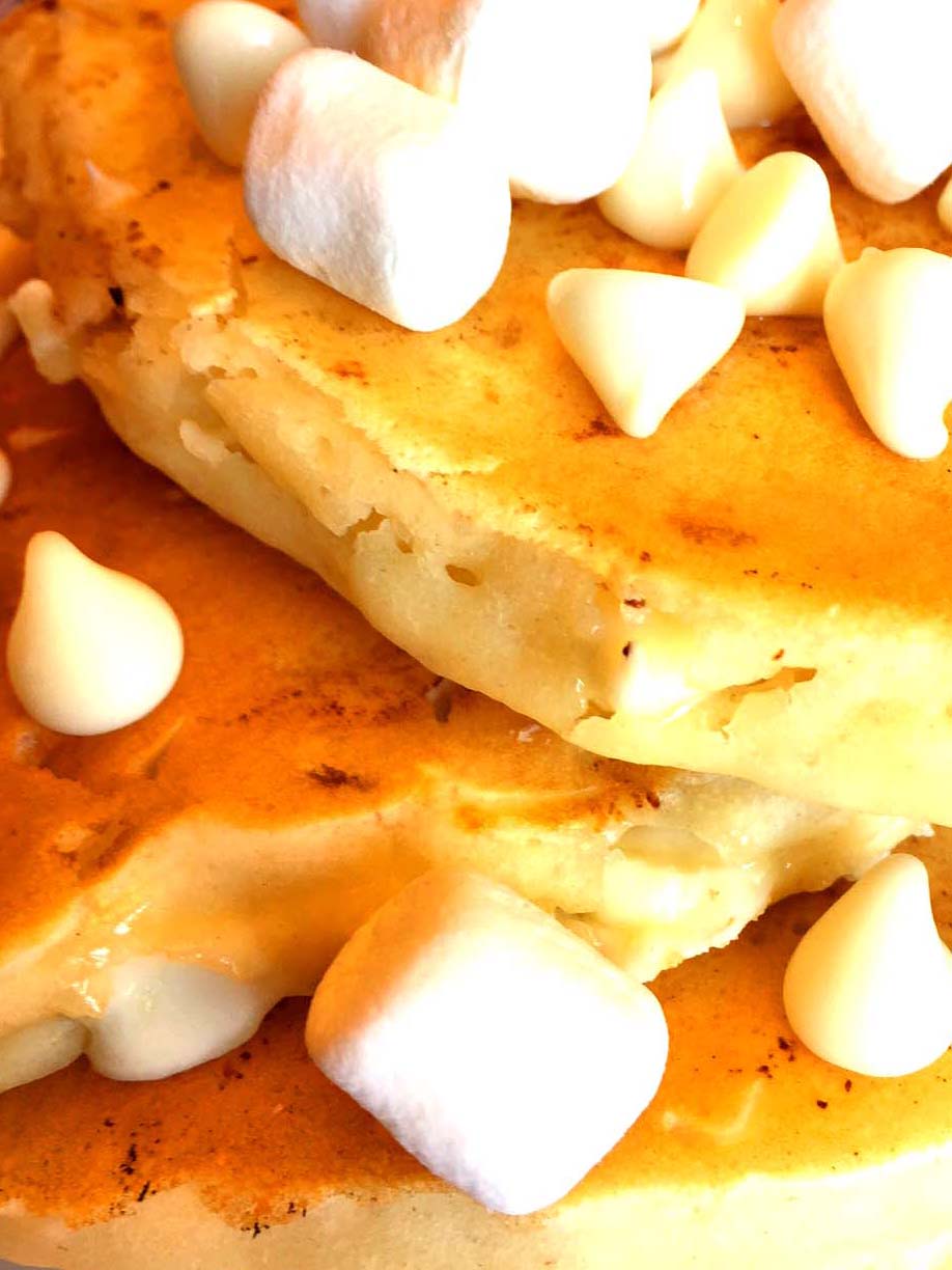 Marshmallow Pancakes Recipe With White Chocolate Chips Melanie Cooks