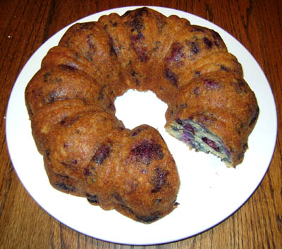 blueberry-bundt-cake - already started slicing it