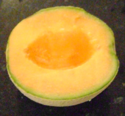 Here's the cantaloupe half without the seeds!