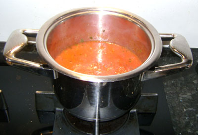 Tomato sauce on the stove