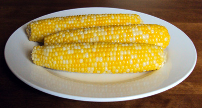 corn cooked in a microwave