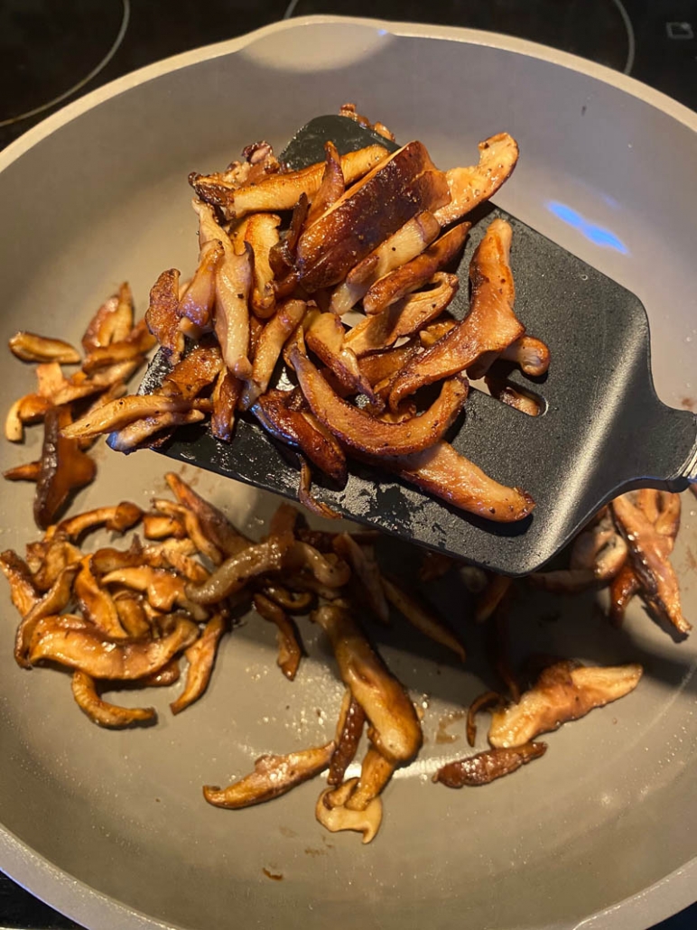 Sauteed Shiitake Mushrooms On A Spatula