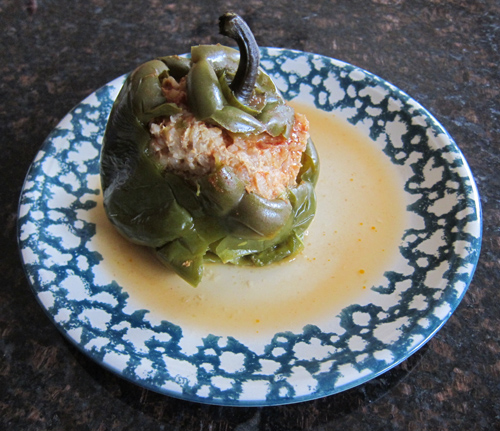 stuffed green bell pepper