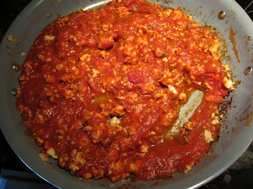 tomato sauce with meat and onions
