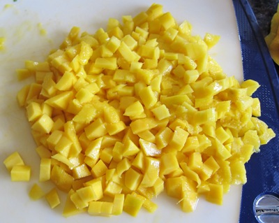 diced mango for mango salsa