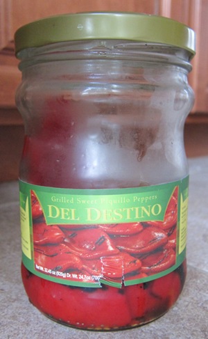 a jar of marinated grilled roasted red peppers from costco