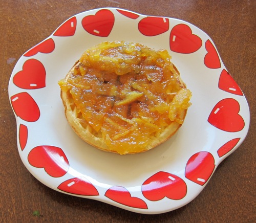 waffle with orange marmalade jam