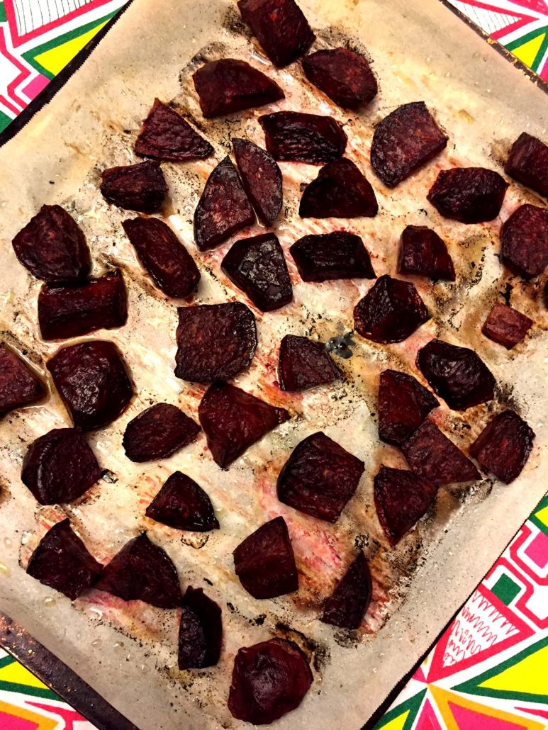 Roasted Beets On A Baking Sheet