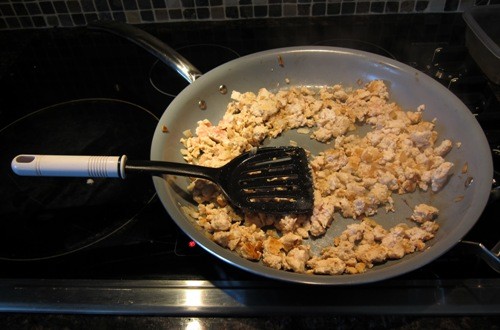 spatula and cooking meat