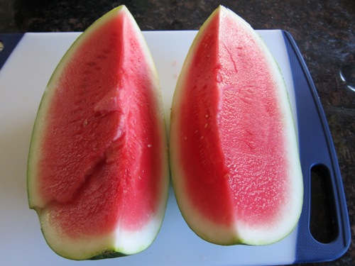 2 quarters of the watermelon