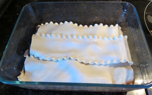 second layer of lasagna noodles