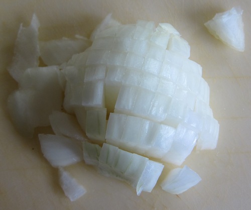 finishing chopping the onion