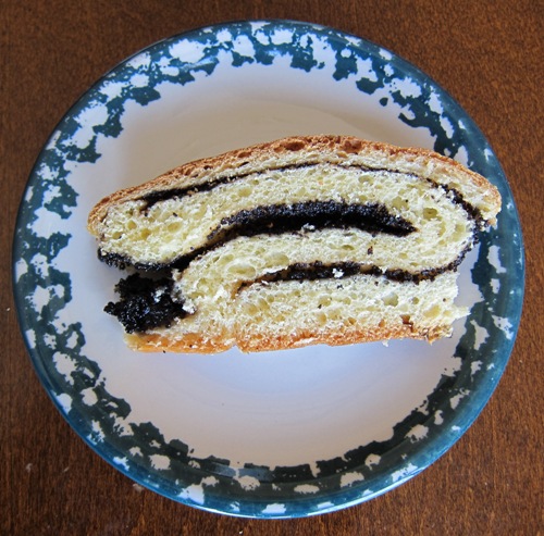 a slice of poppy seed roll cake