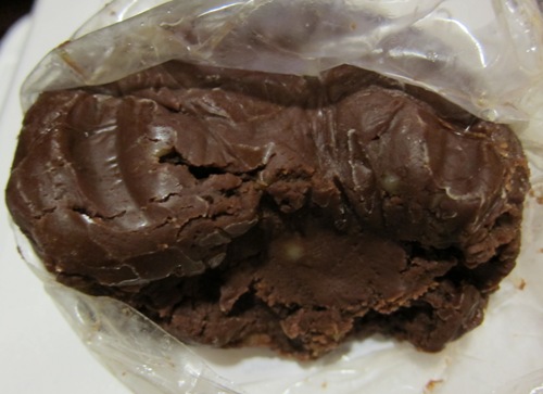chocolate cheese fudge unwrapped from the package