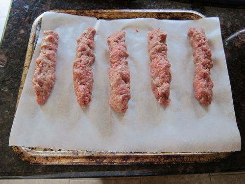 making kefta kabob, about to go in the oven