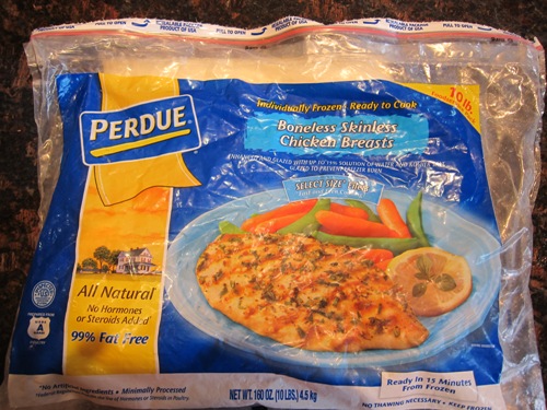 a package of frozen perdue chicken breast from costco