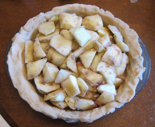 apple pie filling added to the apple pie