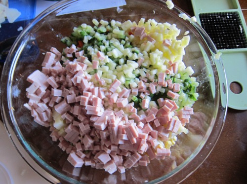 lots of chopped veggies for a salad