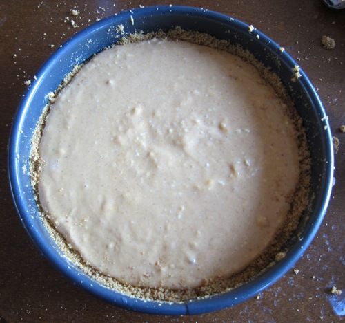 pumpkin cheesecase before baking