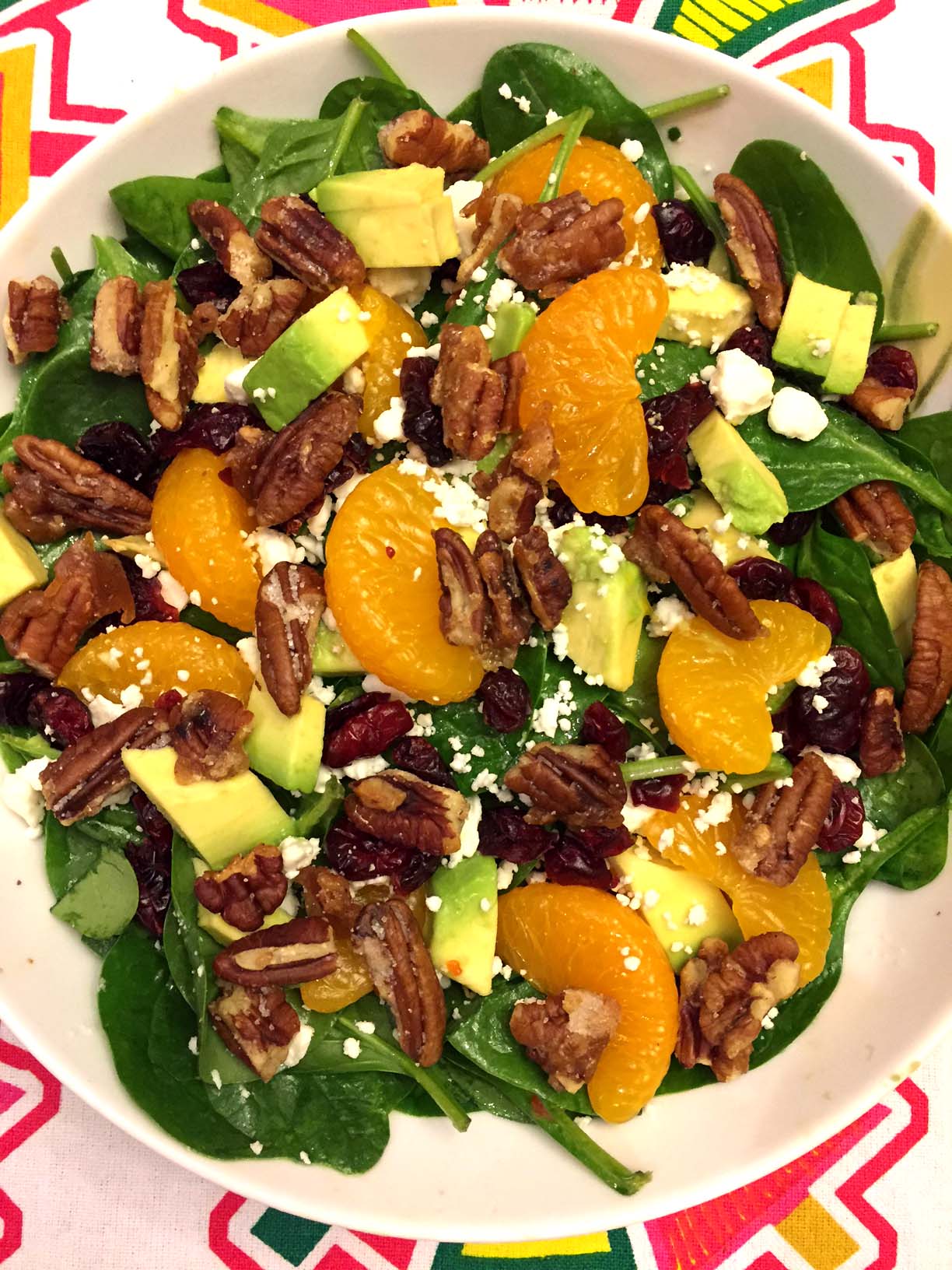 Spinach Avocado Walnut Salad With Cranberries  