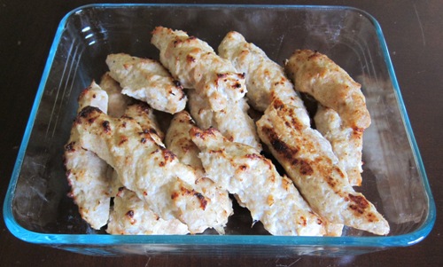 chicken kefta cabob in a baking dish