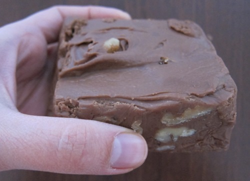 closeup of original wisconsin dells chocolate walnut fudge