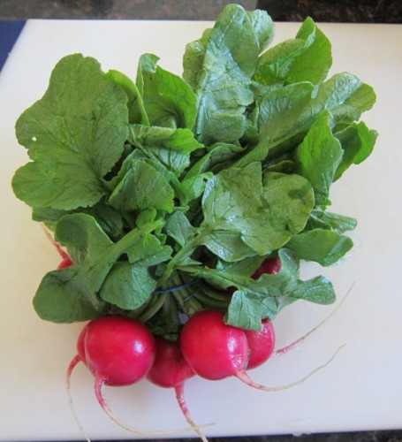 radishes with green leaves