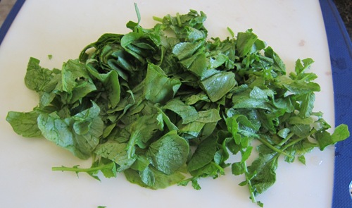 chopped radish greens, radish leaves