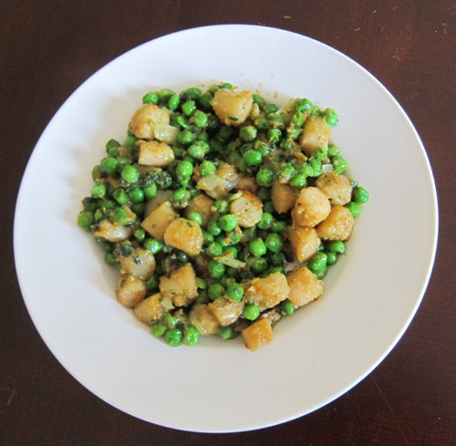 scallop stir fry with green peas