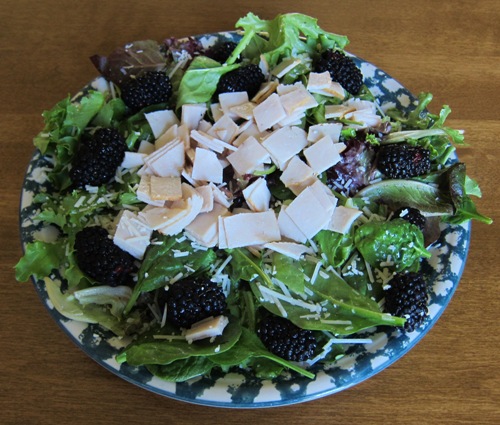 Main Dish Salad With Turkey, Blackberries and Parmesan Cheese