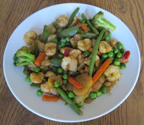 shrimp stir fry with frozen green peas