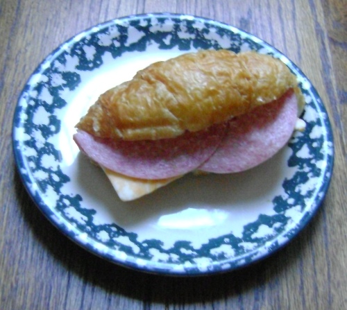 salami and cheese sandwich on a croissant picture