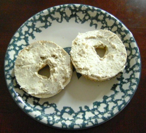 bagel with the honey almond cream cheese