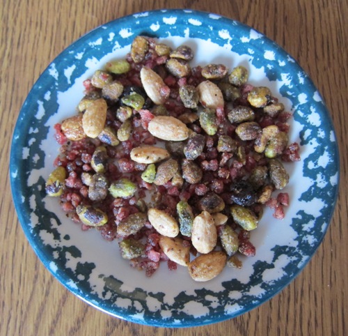 pomegranate pistachios from costco in a bowl