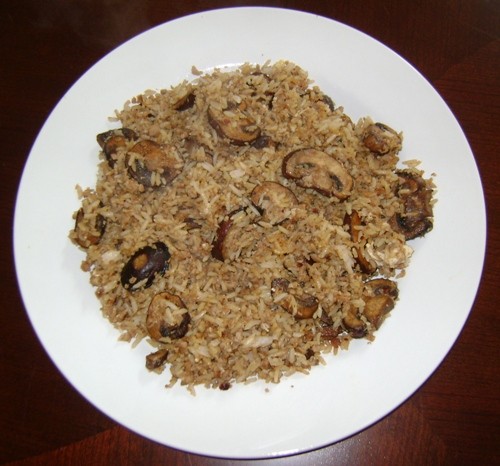 how to make rice recipe with ground meat and mushrooms