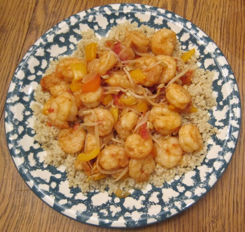 shrimp over quinoa