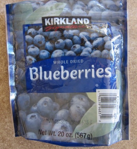 costco kirkland dried blueberries package