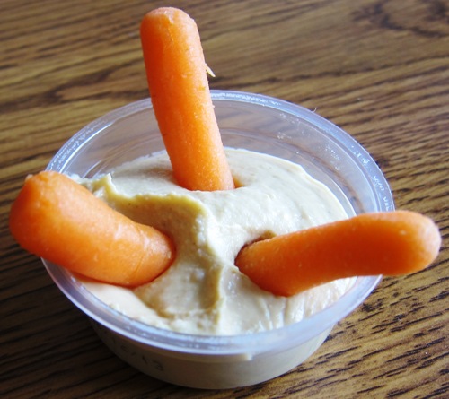 Carrots And Hummus For A Snack