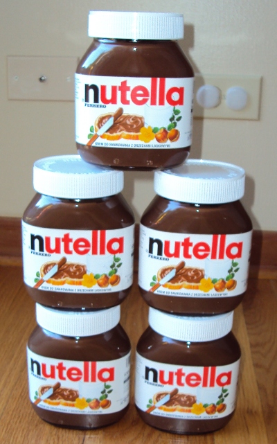 tower made with nutella jars