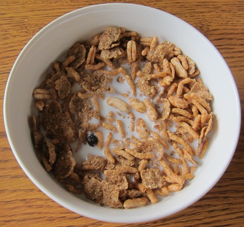 cereal with milk in a bowl