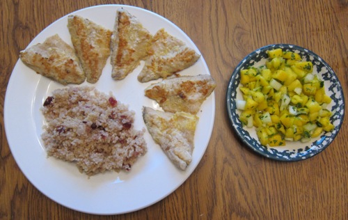 ocean perch quinoa mango salsa dinner