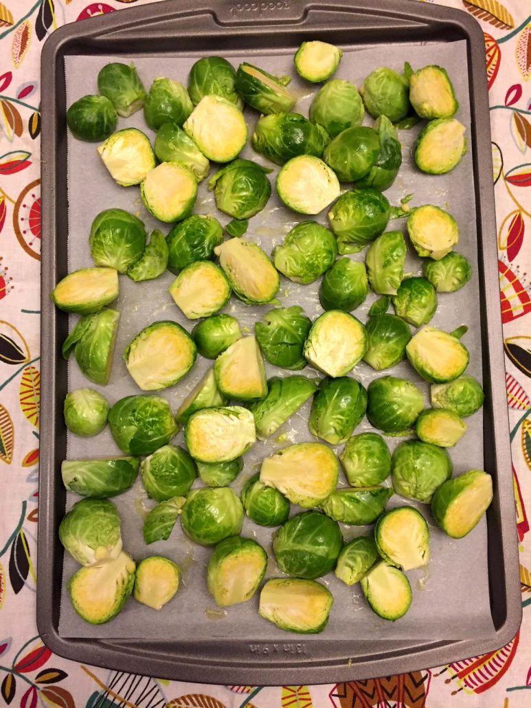 Brussels sprouts cut in half