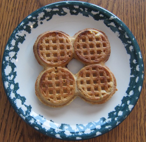 whole foods organic mini waffles on a plate