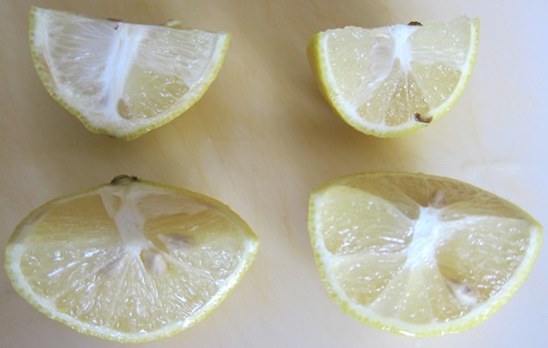 lemon cut into quarters