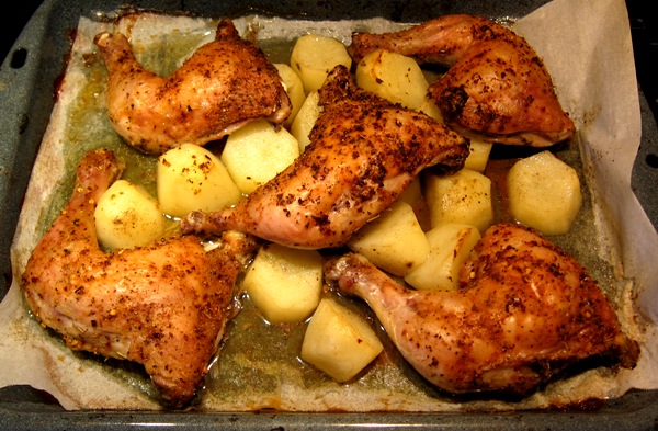 roasted chicken with potatoes