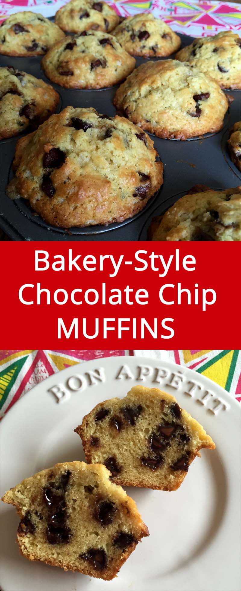 Bakery-Style Homemade Chocolate Chip Muffins Recipe | MelanieCooks.com