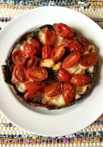 Portobello Pizza With Mozarella and Cherry Tomatoes